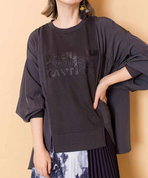 OSMOSIS(オズモーシス)の「【WEB限定アイテム】プリント切替ギャザープルオーバー(スウェット・レディース・ブラック/ライトベージュ/チャコール・ONE SIZE)」の16枚目の写真