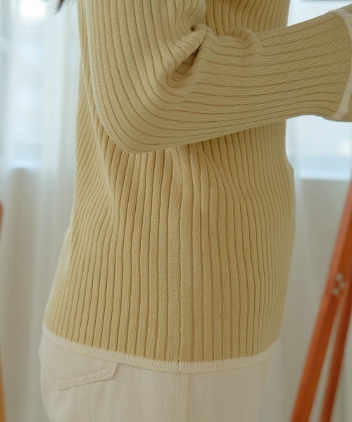 Bab(バブ)の「パイピング袖スリットタートルネックニットプルオーバー(ニット/セーター・レディース・アイボリー/イエロー/レッド/ブラック・FREE)」の19枚目の写真