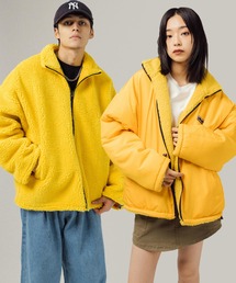 オーバーサイズ スタンドカラー 2Wayリバーシブルボアフリースブルゾン