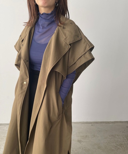 210nouve（トゥージュヌーブ）の「スリーブレストレンチコート（トレンチコート・レディース・ベージュ/アイボリー/オリーブ/ブラック・FREE）」の9枚目の写真