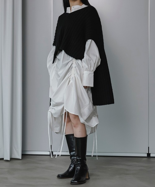 Ezick(エジック)の「Arm slit ワイドリブショートニット(ニット/セーター・レディース・オフホワイト/ブルー/ブラック・FREE)」の10枚目の写真