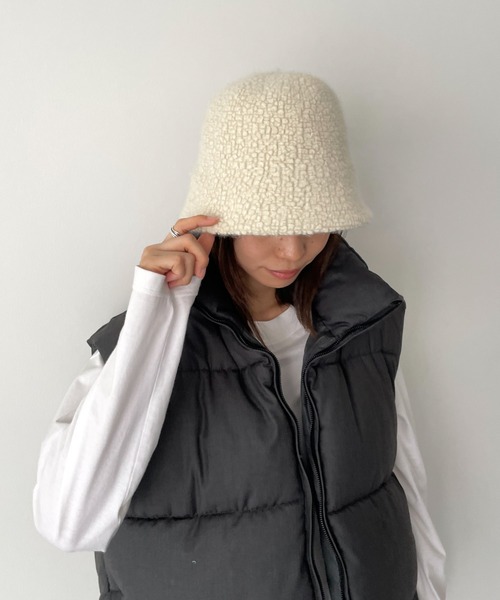 CANAL JEAN（キャナルジーン）の「El mar(エルマール) ボアバケットハット（ハット・レディース・アイボリー/ブルー/ブラウン/ブラック・ONE SIZE）」の5枚目の写真