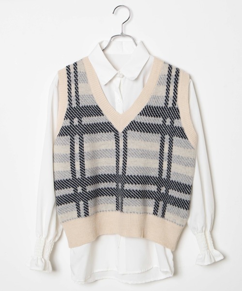 PHILLY（フィリー）の「チェックベストSETシャツ（ベスト・レディース・アイボリー/ブラック・FREE）」の5枚目の写真