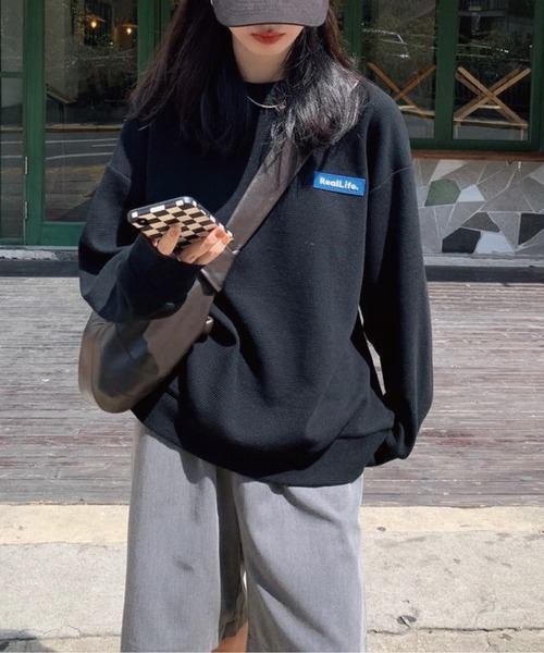meJane(ミージェーン)の「BIGシルエットワッフルプルオーバー(Tシャツ/カットソー・レディース・ホワイト/ブラック/グレー・FREE)」の2枚目の写真