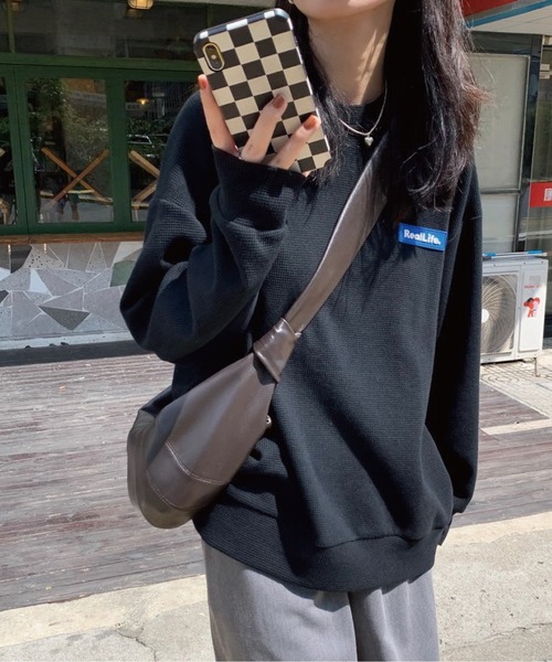 meJane(ミージェーン)の「BIGシルエットワッフルプルオーバー(Tシャツ/カットソー・レディース・ホワイト/ブラック/グレー・FREE)」の11枚目の写真