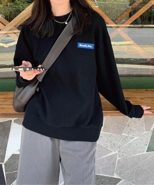 meJane(ミージェーン)の「BIGシルエットワッフルプルオーバー(Tシャツ/カットソー・レディース・ホワイト/ブラック/グレー・FREE)」の7枚目の写真