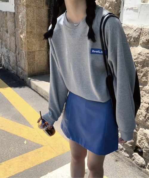 meJane(ミージェーン)の「BIGシルエットワッフルプルオーバー(Tシャツ/カットソー・レディース・ホワイト/ブラック/グレー・FREE)」の10枚目の写真