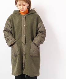 Chumandor フード取外しボア×ひょうたんキルト切替コート