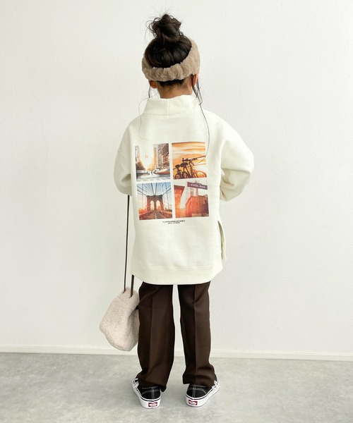 CIAOPANIC TYPY（チャオパニックティピー）の「【KIDS】【裏起毛】CVCスウェットハイネックアソートプリント（スウェット・キッズ・ホワイト系その他/チャコールグレー/グリーン/アイボリー・XL/L/S/XXL/M）」の3枚目の写真
