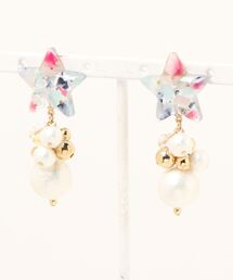 【wamushroom by wamcom】crash star コットンパールと星ピアス