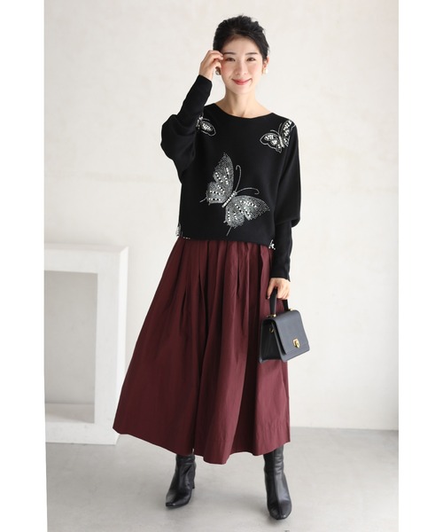 ねこ 超美品❗️sheller シェリエ ペプラム ニット トップス 七分袖