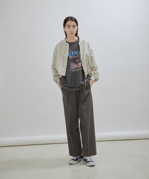 SALON adam et rope'（サロン アダム エ ロペ）の「【セットアップ対応・WEB限定】[洗える]イージーストレートパンツ（その他パンツ・レディース・チャコールグレー/ベージュ・FREE）」の4枚目の写真