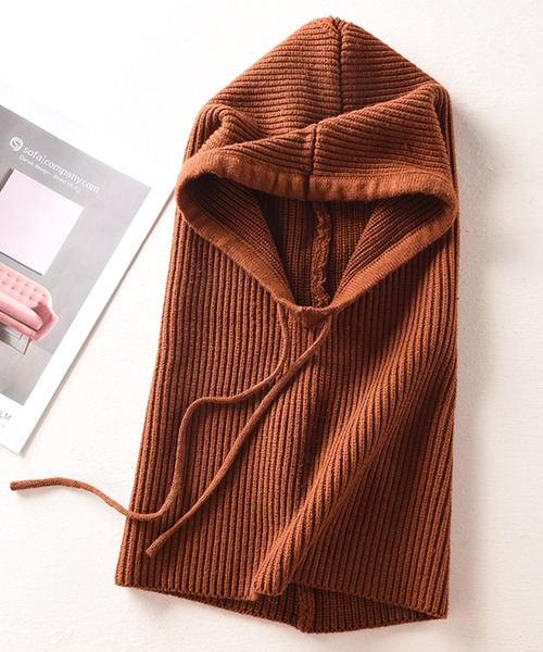 DAY CLOSET（デイ クローゼット）の「レディース 2WAYリブニットバラクラバ（ネックウォーマー/スヌード・メンズ・ライトグレー/ワインレッド/グレー/イエロー/ブラック/ネイビー/キャメル/ブラウン/レッド/アイボリー/グレイッシュベージュ・ONE SIZE）」の9枚目の写真