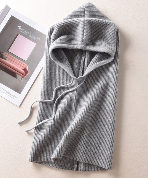 DAY CLOSET（デイ クローゼット）の「レディース 2WAYリブニットバラクラバ（ネックウォーマー/スヌード・メンズ・ライトグレー/ワインレッド/グレー/イエロー/ブラック/ネイビー/キャメル/ブラウン/レッド/アイボリー/グレイッシュベージュ・ONE SIZE）」の13枚目の写真