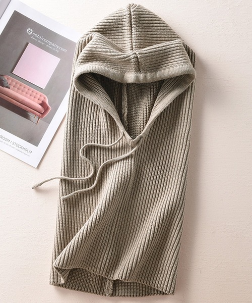 DAY CLOSET（デイ クローゼット）の「レディース 2WAYリブニットバラクラバ（ネックウォーマー/スヌード・メンズ・ライトグレー/ワインレッド/グレー/イエロー/ブラック/ネイビー/キャメル/ブラウン/レッド/アイボリー/グレイッシュベージュ・ONE SIZE）」の14枚目の写真