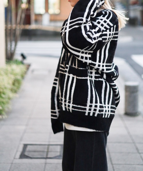 【セール】/Bling leads/チェックオーバーサイズシャギーカーディガン（カーディガン/ボレロ）｜Bling Leads（ブリングリーズ）