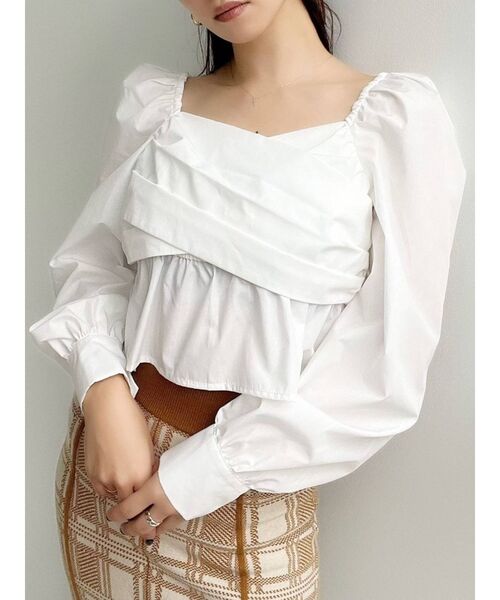 RESEXXY（リゼクシー）の「カシュクールギャザーブラウス（シャツ/ブラウス・レディース・ホワイト/ピンク/ブラック・FREE）」の2枚目の写真