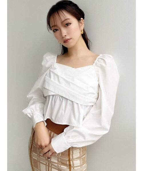 RESEXXY（リゼクシー）の「カシュクールギャザーブラウス（シャツ/ブラウス・レディース・ホワイト/ピンク/ブラック・FREE）」の5枚目の写真