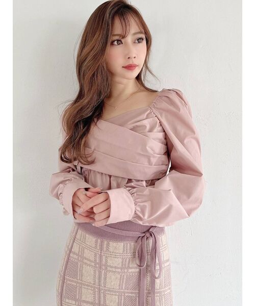 RESEXXY（リゼクシー）の「カシュクールギャザーブラウス（シャツ/ブラウス・レディース・ホワイト/ピンク/ブラック・FREE）」の9枚目の写真