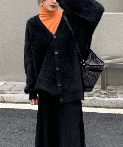 SETUP7(セットアップセブン)の「【SETUP7】シャギーニットルーズカーディガン SCCH289(カーディガン/ボレロ・レディース・グレー/アイボリー/ブラック/ホワイト/グリーン・FREE)」の6枚目の写真