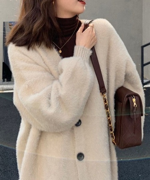 SETUP7(セットアップセブン)の「【SETUP7】シャギーニットルーズカーディガン SCCH289(カーディガン/ボレロ・レディース・グレー/アイボリー/ブラック/ホワイト/グリーン・FREE)」の7枚目の写真