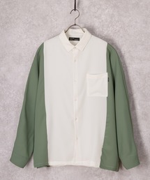 ナチュラルストレッチ切替ドルマンスリーブドレープシャツ/とろみシャツ/オーバーサイズシャツ