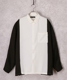 ナチュラルストレッチ切替ドルマンスリーブドレープシャツ/とろみシャツ/オーバーサイズシャツ