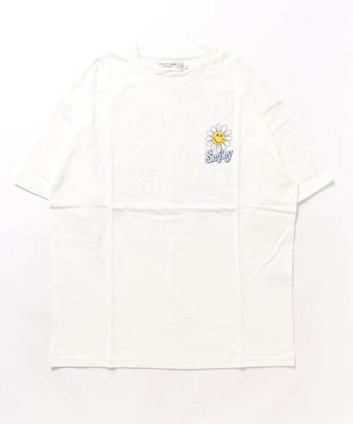 JUGLANS(ユグランス)の「【SMILEY FACE】ロゴフラワースマイルTEE/バックプリントTシャツ/メンズ(Tシャツ/カットソー・メンズ・ブラック/グリーン/ホワイト・M/L)」の2枚目の写真