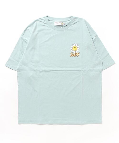 JUGLANS(ユグランス)の「【SMILEY FACE】ロゴフラワースマイルTEE/バックプリントTシャツ/メンズ(Tシャツ/カットソー・メンズ・ブラック/グリーン/ホワイト・M/L)」の1枚目の写真