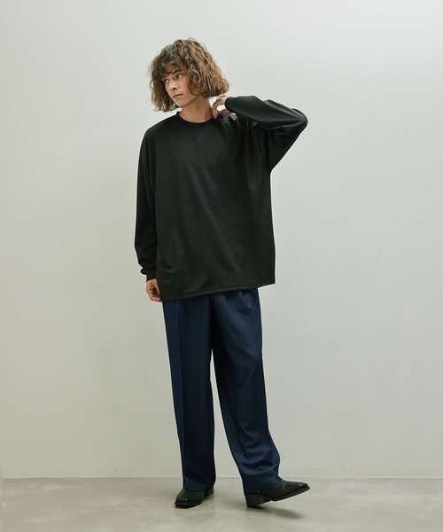 JUNRED（ジュンレッド）の「ハイポンチロングスリーブプルオーバー（Tシャツ/カットソー・メンズ・ライトグレー/ホワイト/ブラック/チャコールグレー/ブルー・S/L/M）」の8枚目の写真