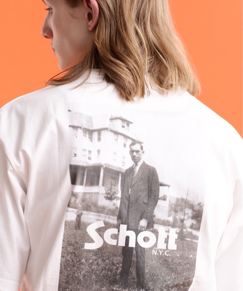 schott（ショット）の「【WEB LIMITED】Schott/ショット/T-SHIRT IRVING SCHOTT/Tシャツ "アーヴィン ショット"（Tシャツ/カットソー・メンズ・ダークグリーン/チャコールグレー/ブラック/ホワイト・L/2XL/M/XL）」の2枚目の写真