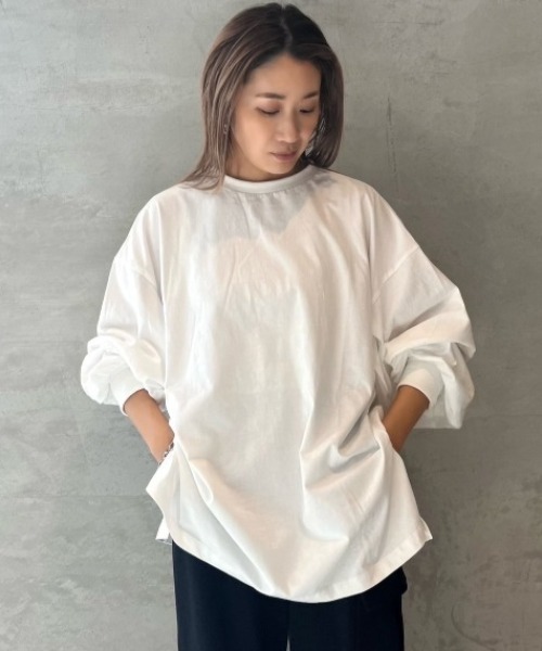 INTER FACTORY（インターファクトリー）の「WEARISTA yan - ボリュームスリーブロンT　made in INTER FACTORY（Tシャツ/カットソー・レディース・イエロー/ホワイト/グレー・FREE）」の4枚目の写真