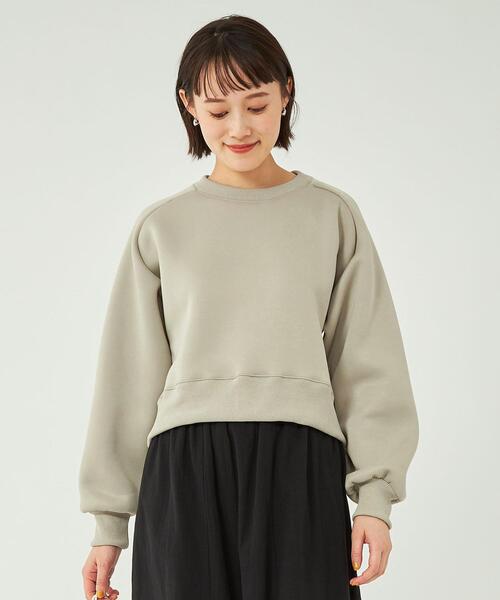 green label relaxing（グリーンレーベルリラクシング）の「クロップド ダンボール プルオーバー カットソー（Tシャツ/カットソー・レディース・オフホワイト/ライトブルー/オリーブ・FREE）」の9枚目の写真