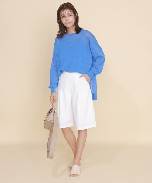 Pierrot(ピエロ)の「タックハーフマリンパンツ(その他パンツ・レディース・ベージュ/ネイビー/オフホワイト・M/L)」の4枚目の写真