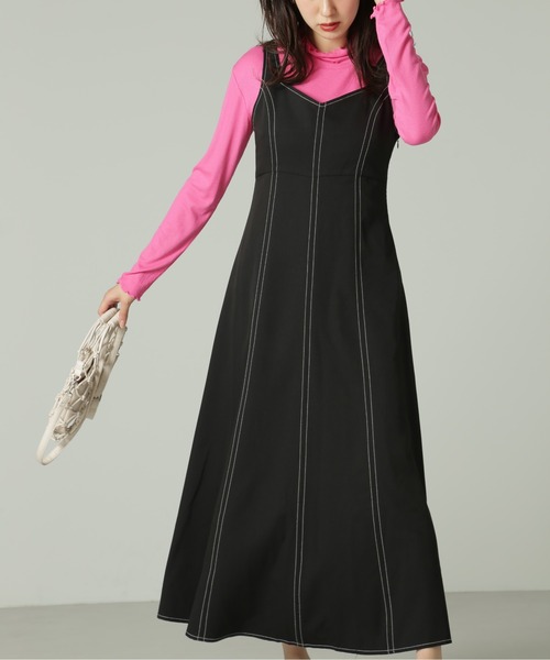 FREE'S MART（フリーズマート）の「【Sシリーズ対応】◆配色ステッチフレアジャンパースカート（ワンピース・レディース・イエロー/ブラック/ベージュ・MEDIUM/X-SMALL/SMALL）」の14枚目の写真