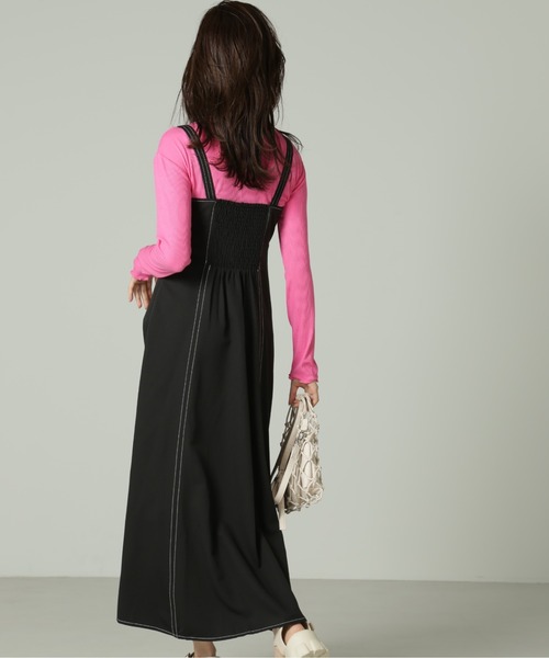 FREE'S MART（フリーズマート）の「【Sシリーズ対応】◆配色ステッチフレアジャンパースカート（ワンピース・レディース・イエロー/ブラック/ベージュ・MEDIUM/X-SMALL/SMALL）」の12枚目の写真