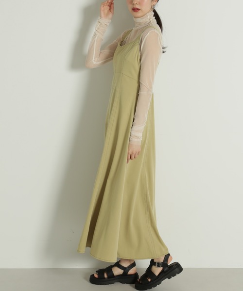 FREE'S MART（フリーズマート）の「【Sシリーズ対応】◆配色ステッチフレアジャンパースカート（ワンピース・レディース・イエロー/ブラック/ベージュ・MEDIUM/X-SMALL/SMALL）」の17枚目の写真