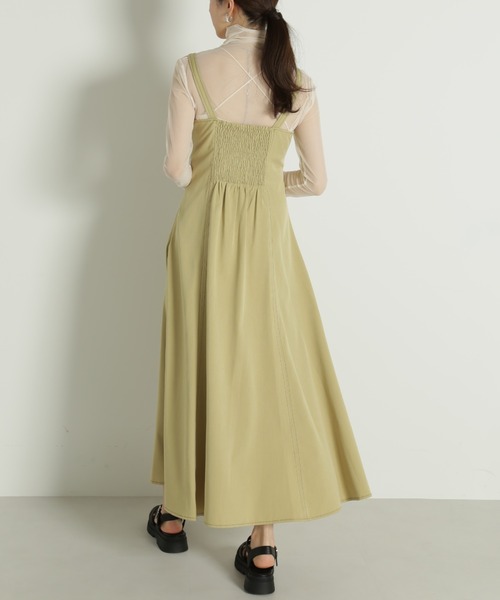 FREE'S MART（フリーズマート）の「【Sシリーズ対応】◆配色ステッチフレアジャンパースカート（ワンピース・レディース・イエロー/ブラック/ベージュ・MEDIUM/X-SMALL/SMALL）」の8枚目の写真