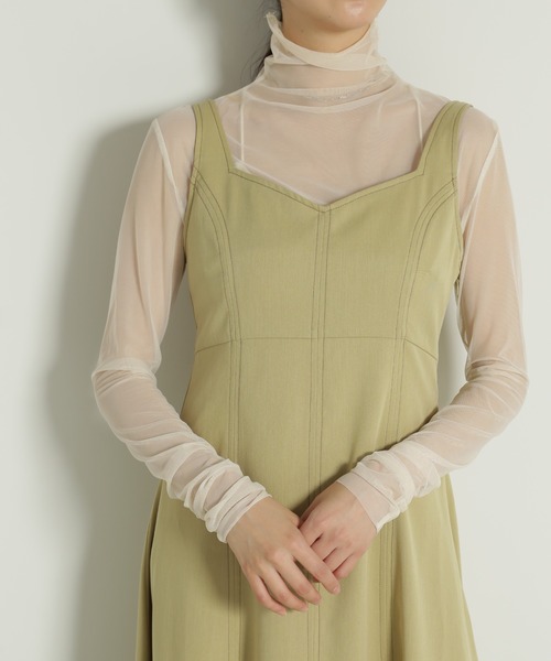 FREE'S MART（フリーズマート）の「【Sシリーズ対応】◆配色ステッチフレアジャンパースカート（ワンピース・レディース・イエロー/ブラック/ベージュ・MEDIUM/X-SMALL/SMALL）」の10枚目の写真