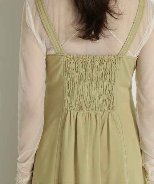 FREE'S MART（フリーズマート）の「【Sシリーズ対応】◆配色ステッチフレアジャンパースカート（ワンピース・レディース・イエロー/ブラック/ベージュ・MEDIUM/X-SMALL/SMALL）」の6枚目の写真