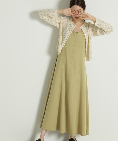 FREE'S MART（フリーズマート）の「【Sシリーズ対応】◆配色ステッチフレアジャンパースカート（ワンピース・レディース・イエロー/ブラック/ベージュ・MEDIUM/X-SMALL/SMALL）」の21枚目の写真