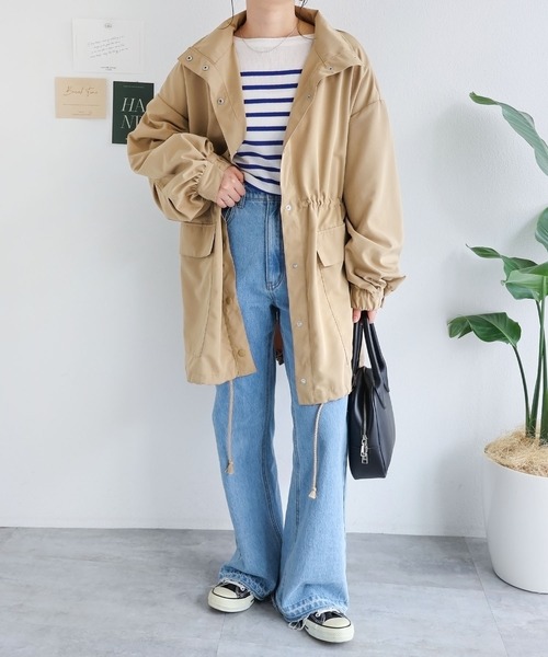 andme（アンドミー）の「スタンドカラーマウンテンパーカー（マウンテンパーカー・レディース・カーキ/アイボリー/ブラック/ベージュ・M）」の13枚目の写真