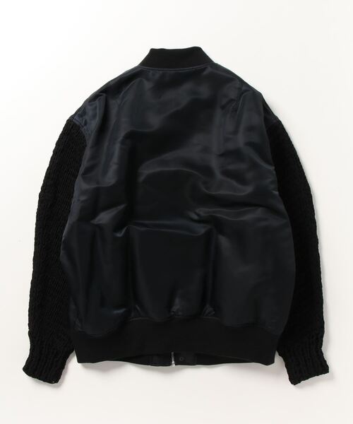 MYne（マイン）の「Shoelace Knitted Sleeve MA-1（MA-1・メンズ・カーキ/ブラック・M/L/S）」の3枚目の写真