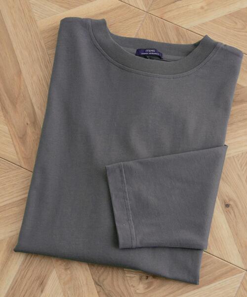 ITEMS URBANRESEARCH（アイテムズ アーバンリサーチ）の「シルケットコットン ロングスリーブTシャツ（Tシャツ/カットソー・メンズ・ブラック/グレー/オフホワイト/グリーン・MEDIUM/LARGE）」の4枚目の写真