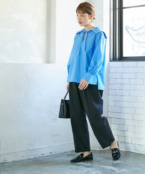 Le temps riche（ルタンリッシュ）の「【販売終了】セーラーカラーリボンブラウス　＜Le temps riche＞（シャツ/ブラウス・レディース・ネイビー/ブルー・L/S/M/LL）」の7枚目の写真