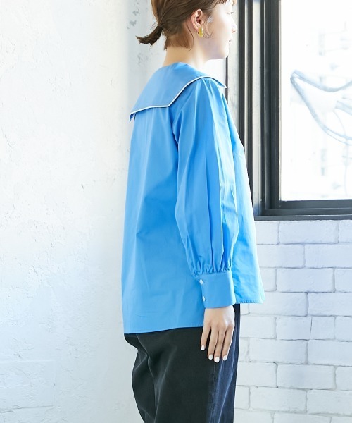 Le temps riche（ルタンリッシュ）の「【販売終了】セーラーカラーリボンブラウス　＜Le temps riche＞（シャツ/ブラウス・レディース・ネイビー/ブルー・L/S/M/LL）」の10枚目の写真