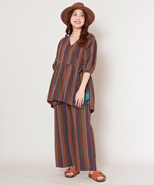 チャイハネ(チャイハネ)の「【チャイハネ】ビンナカシュクールトップス カーディガン2WAY(カーディガン/ボレロ・レディース・オレンジ/ブラウン/ブラック・FREE)」の8枚目の写真