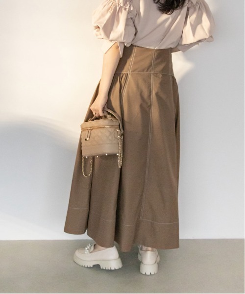 RANDA（ランダ）の「ステッチデザインギャザースカート（スカート・レディース・ブラック/ブラウン/クリーム・0/1）」の8枚目の写真