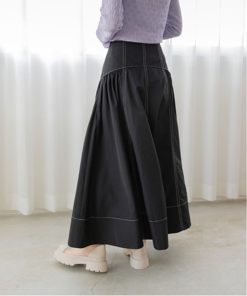 RANDA（ランダ）の「ステッチデザインギャザースカート（スカート・レディース・ブラック/ブラウン/クリーム・0/1）」の6枚目の写真