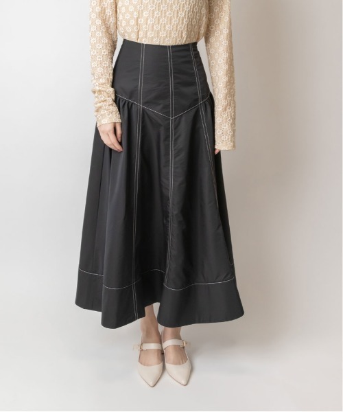 RANDA（ランダ）の「ステッチデザインギャザースカート（スカート・レディース・ブラック/ブラウン/クリーム・0/1）」の14枚目の写真